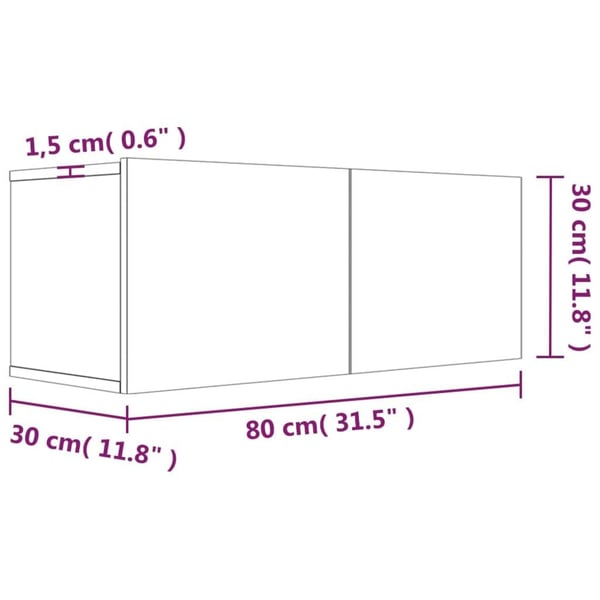 vidaXL TV-seinäkaappi harmaa Sonoma 80x30x30 cm tekninen puu