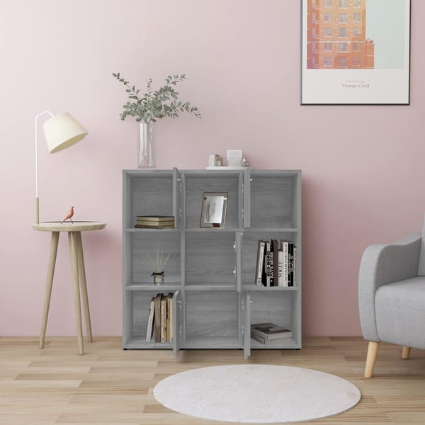 vidaXL bogreol 90x30x90 cm konstrueret træ grå sonoma-eg