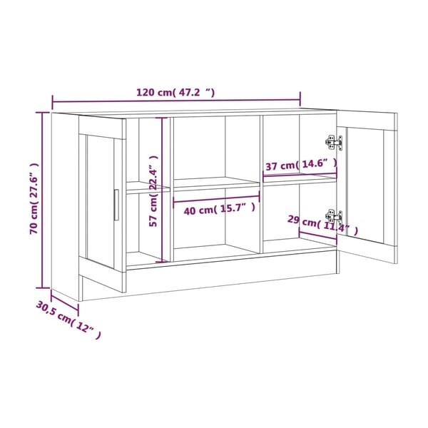 vidaXL Skjenk brun eik 120x30,5x70 cm konstruert tre