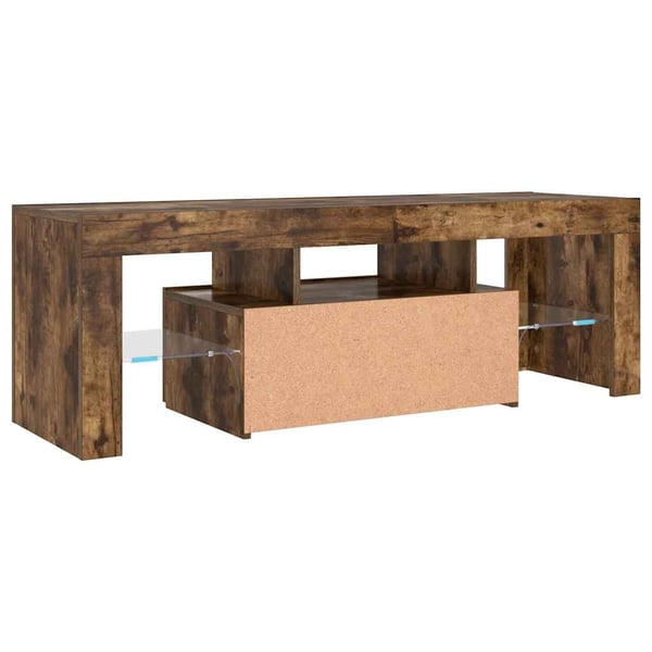 vidaXL TV-benk med LED-lys røkt eik 120x35x40 cm