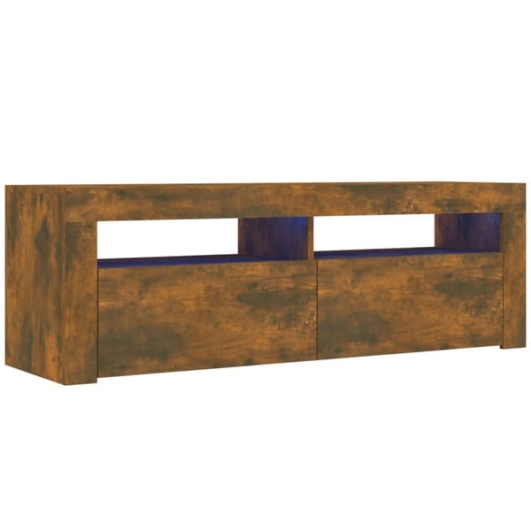 vidaXL TV-benk med LED-lys røkt eik 120x35x40 cm