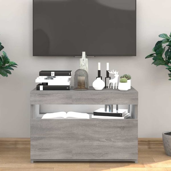 vidaXL TV-benk med LED-lys grå sonoma 60x35x40 cm