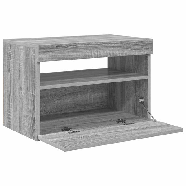 vidaXL TV-benk med LED-lys grå sonoma 60x35x40 cm