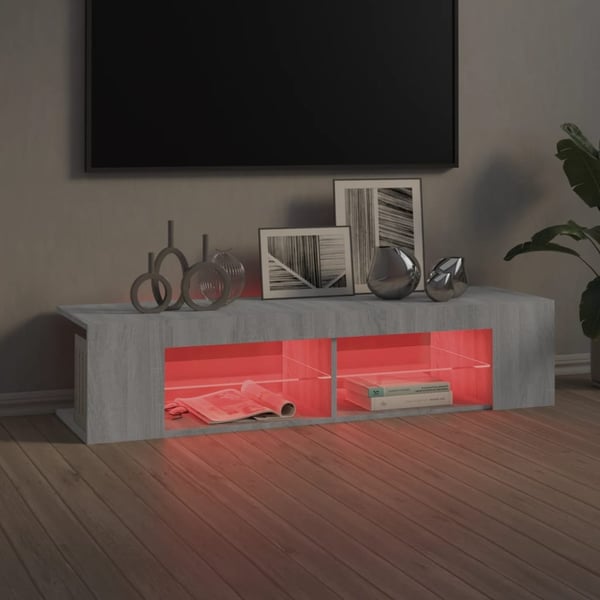 vidaXL TV-benk med LED-lys grå sonoma 135x39x30 cm