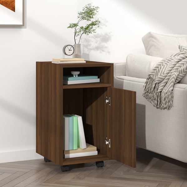 vidaXL Sideskap med hjul brun eik 33x38x60 cm konstruert tre