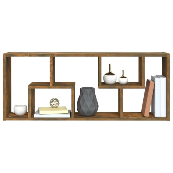 vidaXL væghylde 36x16x90 cm konstrueret træ røget egetræsfinish