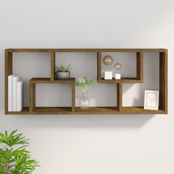 vidaXL væghylde 36x16x90 cm konstrueret træ røget egetræsfinish
