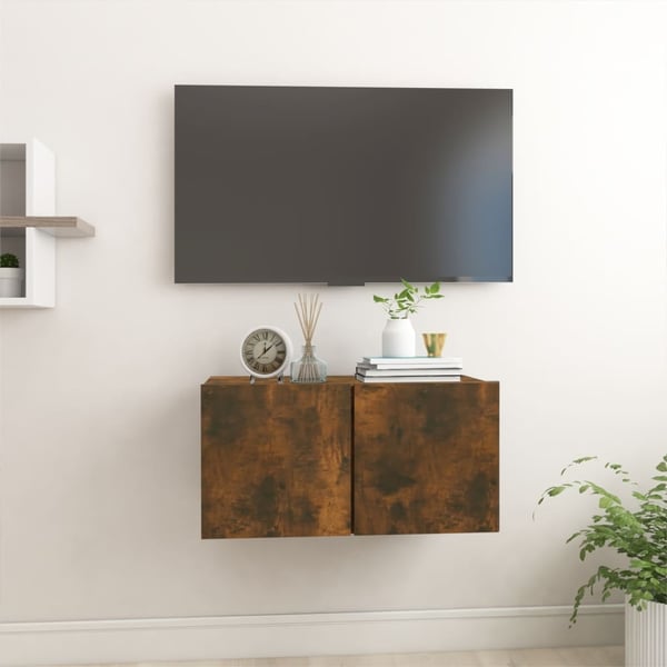 vidaXL væghængt tv-skab 60x30x30 cm konstrueret træ røget egetræsfarve