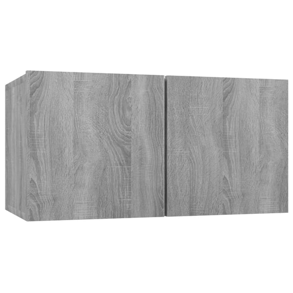 vidaXL Hengende TV-benker grå sonoma 2 stk 60x30x30 cm konstruert tre