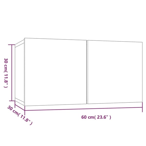 vidaXL Hengende TV-benker 2 stk røkt eik 60x30x30 cm