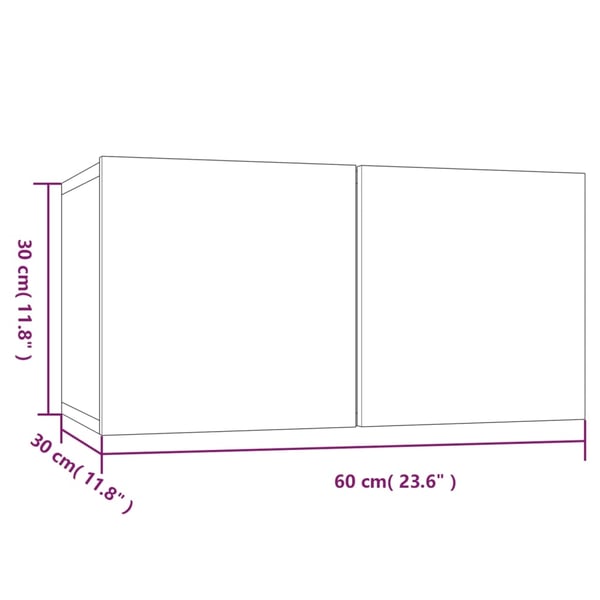 vidaXL Hengende TV-benker 3 stk røkt eik 60x30x30 cm