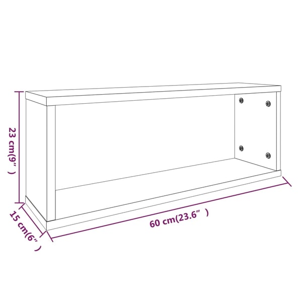 vidaXL Vegghyller kube 6 stk grå sonoma 60x15x23 cm konstruert tre