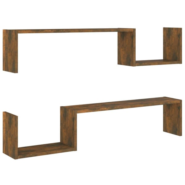 vidaXL Vegghyller 2 stk røkt eik 100x15x20 cm konstruert tre