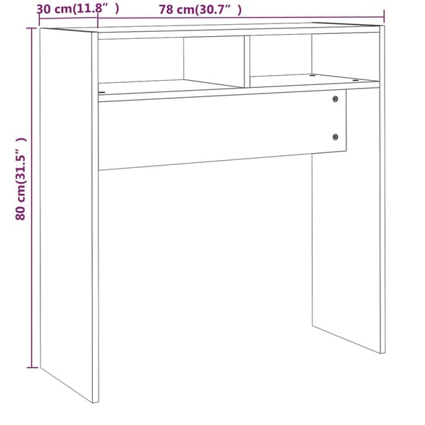 vidaXL Konsollbord røkt eik 78x30x80 cm konstruert tre