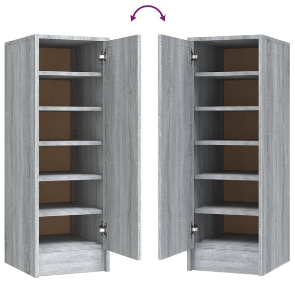 vidaXL Skohylle grå sonoma 32x35x92 cm konstruert tre