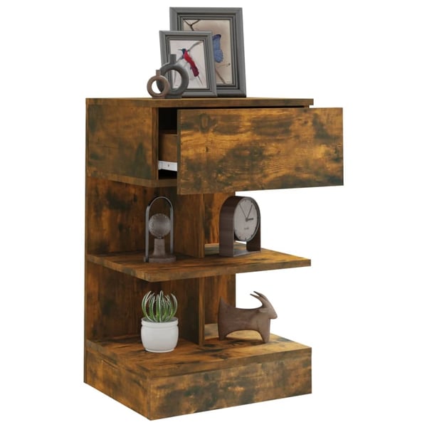 vidaXL Nattbord 2 stk røkt eik 40x35x65 cm konstruert tre
