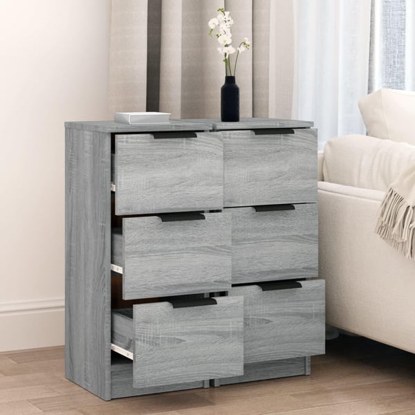vidaXL Skjenker 2 stk grå sonoma 30x30x70 cm konstruert tre