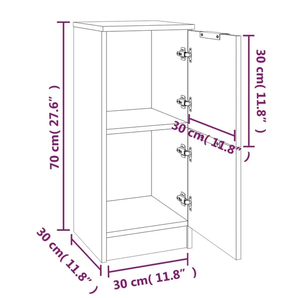 vidaXL Skjenker 2 stk grå sonoma 30x30x70 cm konstruert tre