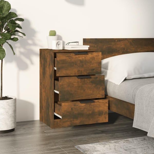 vidaXL sengeborde 2 stk. 40x36x65 cm røget egetræsfarve