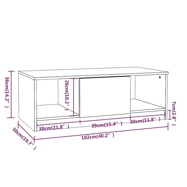 vidaXL sofabord 102x50x36 cm konstrueret træ røget egetræsfarve
