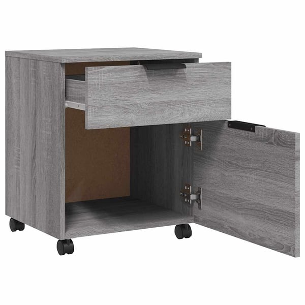 vidaXL arkivskab med hjul 45x38x54 cm konstrueret træ brunt egetræ