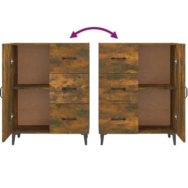 vidaXL Skjenk røkt eik 69,5x34x90 cm konstruert tre