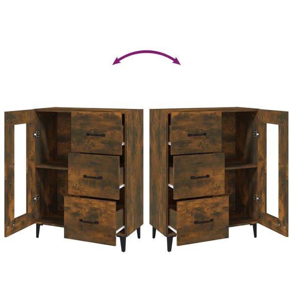 vidaXL Skjenk røkt eik 69,5x34x90 cm konstruert tre