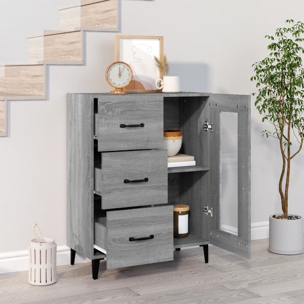 vidaXL Skjenk grå sonoma 69,5x34x90 cm konstruert tre