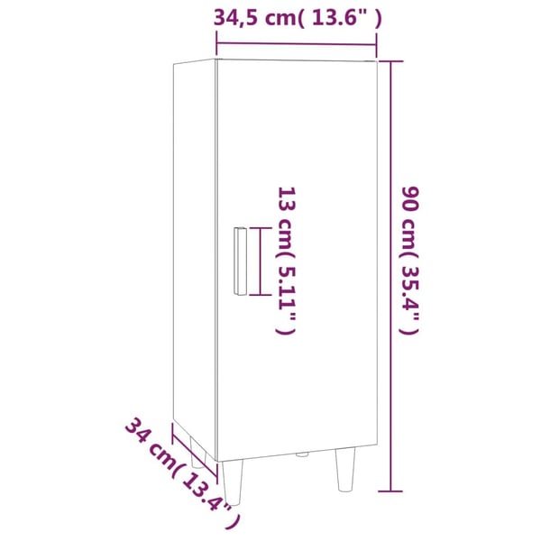 vidaXL Skjenk røkt eik 34,5x34x90 cm konstruert tre