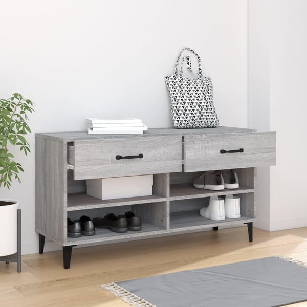 vidaXL Skohylle grå sonoma 102x35x55 cm konstruert tre
