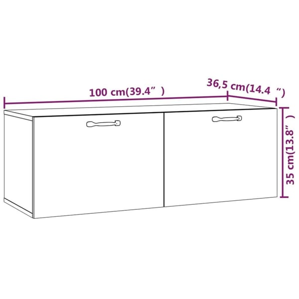 vidaXL Veggskap røkt eik 100x36,5x35 cm konstruert tre