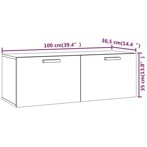 vidaXL vægskab 100x36,5x35 cm konstrueret træ brun egetræsfarve
