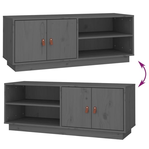vidaXL TV-benk grå 105x34x40 cm heltre furu