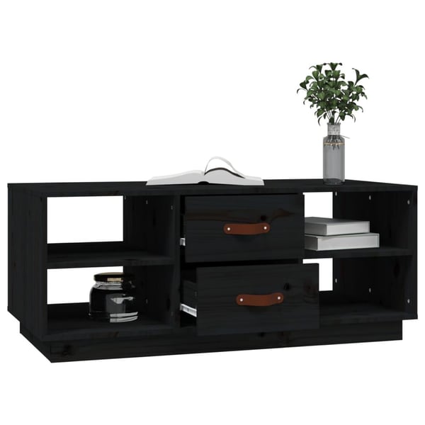 vidaXL Salongbord svart 100x50x41 cm heltre furu