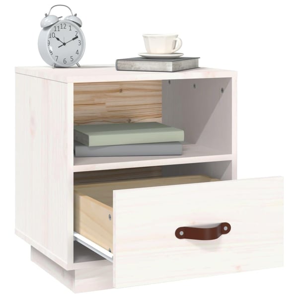 vidaXL Nattbord hvit 40x34x45 cm heltre furu