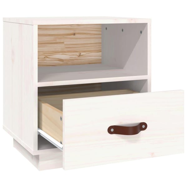 vidaXL Nattbord hvit 40x34x45 cm heltre furu