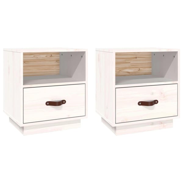 vidaXL Nattbord 2 stk hvit 40x34x45 cm heltre furu