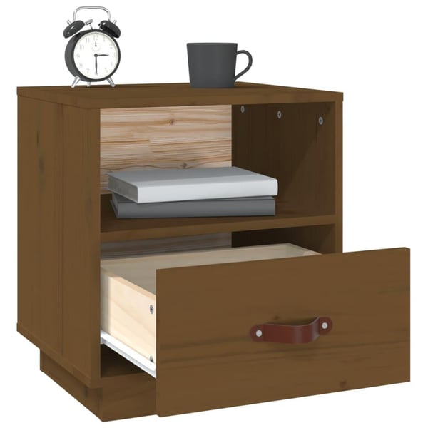 vidaXL Nattbord 2 stk honningbrun 40x34x45 cm heltre furu