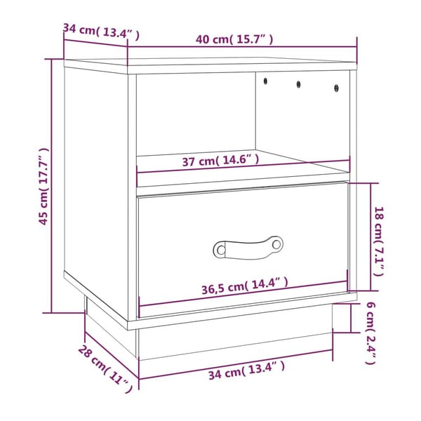 vidaXL Nattbord 2 stk grå 40x34x45 cm heltre furu