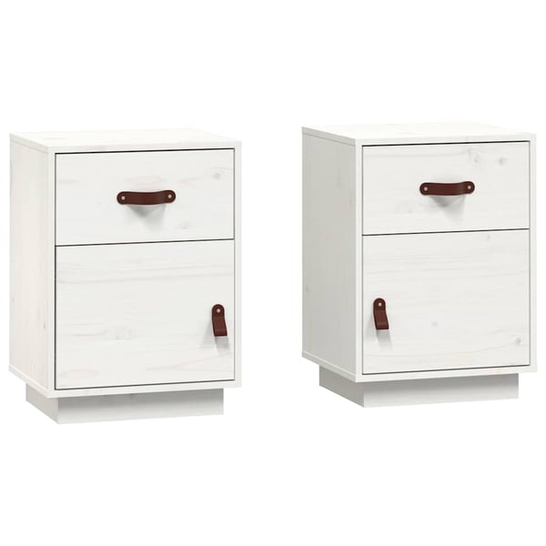 vidaXL sengeborde 2 stk. 40x34x55 cm massivt fyrretræ hvid