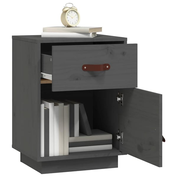 vidaXL Nattbord 2 stk grå 40x34x55 cm heltre furu