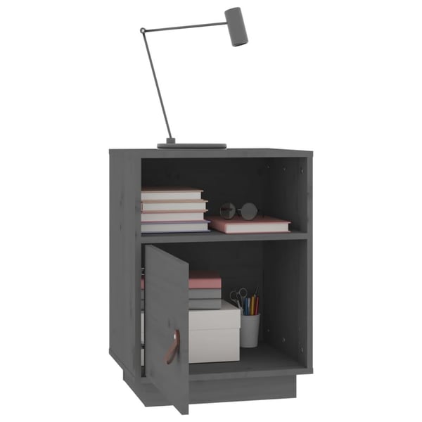 vidaXL Nattbord 2 stk grå 40x34x55 cm heltre furu
