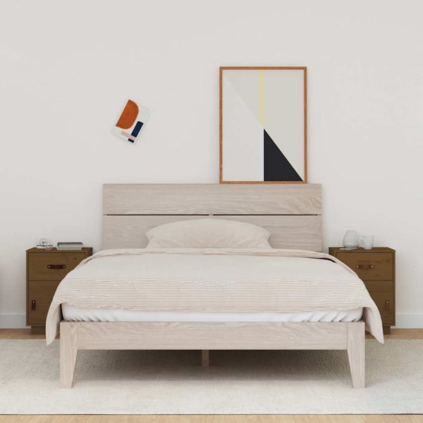 vidaXL Nattbord 2 stk honningbrun 40x34x55 cm heltre furu