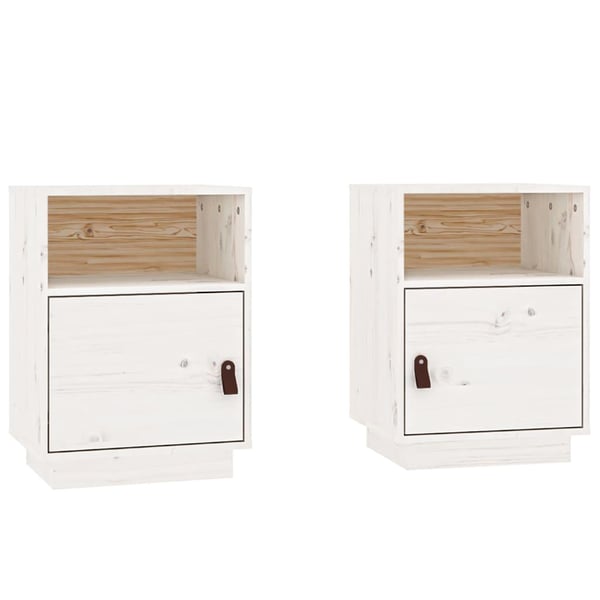 vidaXL Nattbord 2 stk hvit 40x34x55 cm heltre furu