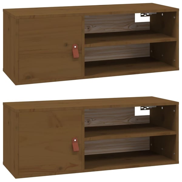vidaXL vægskabe 2 stk. 80x30x30 cm massivt fyrretræ gyldenbrun