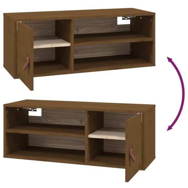 vidaXL vægskabe 2 stk. 80x30x30 cm massivt fyrretræ gyldenbrun