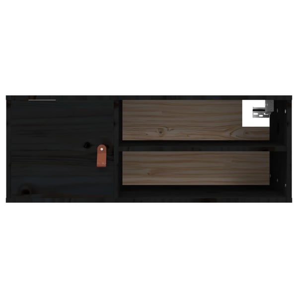 vidaXL Veggskap 2 stk svart 80x30x30 cm heltre furu