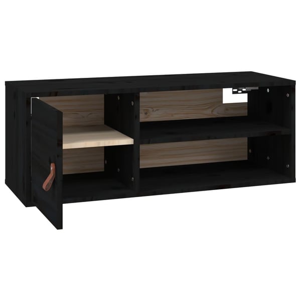 vidaXL Veggskap 2 stk svart 80x30x30 cm heltre furu