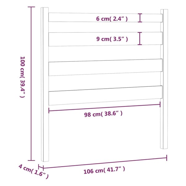vidaXL Sengegavl honningbrun 106x4x100 cm heltre furu
