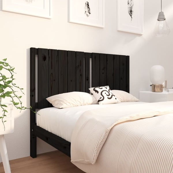 vidaXL Sengegavl svart 125,5x4x100 cm heltre furu